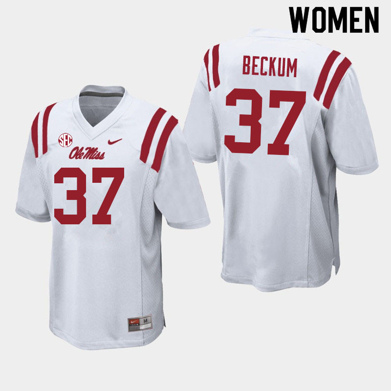 DJ Beckum Ole Miss Rebels NCAA Women's White #37 Stitched Limited College Football Jersey TJL5358HY
